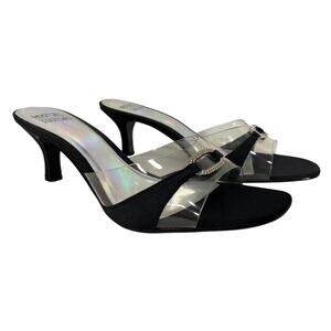 NIB Mootsies Tootsies Mobell Clear & Black Slide Mules Size 10W